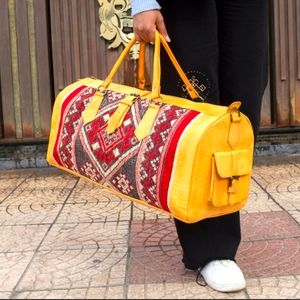 Carpet Leather Weekend duffel bag Unisex, Kilim, Boho